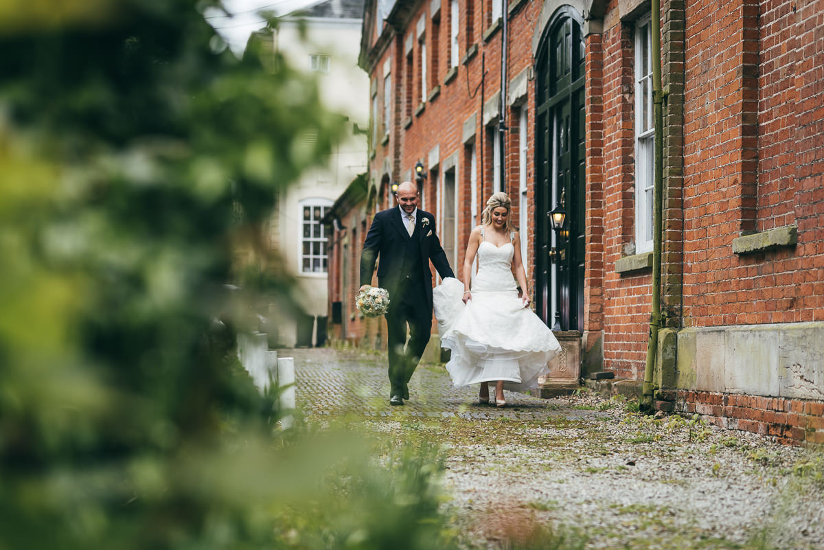 bride and groom walking